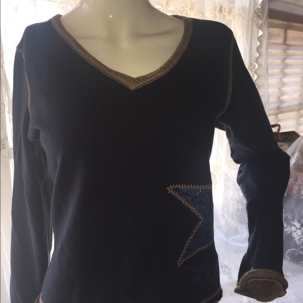 Sweater/sweatshirt Dark blue w/ brown stitching